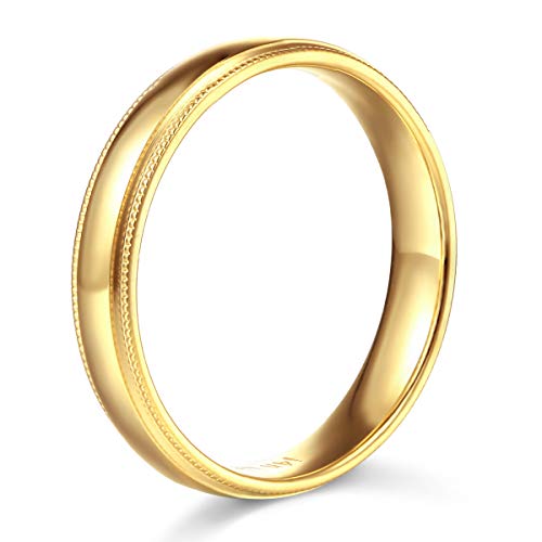 14k Yellow Gold Plain Milgrain Wedding Band Size 8.5
