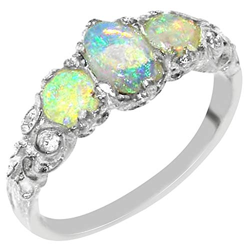 Natural Opal Sterling Silver Anniversary Ring - Size 7.25