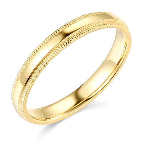 14k Yellow Gold 3mm Milgrain Wedding Band - Size 6