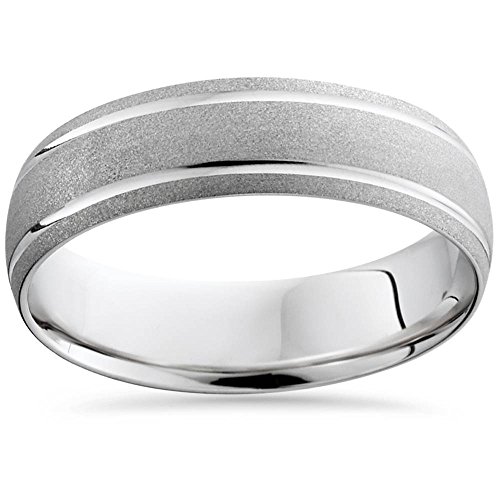 White Gold Comfort Sandblast Finish Wedding Band Size 10