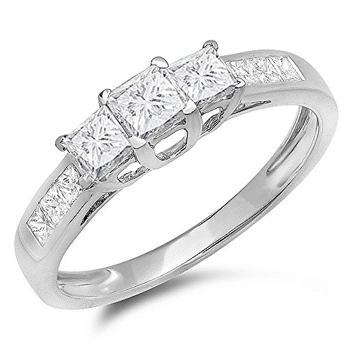 Dazzlingrock 1.00 Carat 10K Princess Diamond Ring