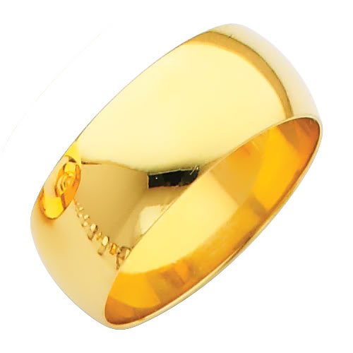 Yellow Gold 14k Wedding Band - 8mm, Size 9