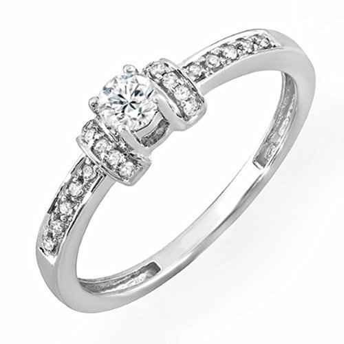 Dazzlingrock 10k Round Diamond Engagement Ring, 1/4 CT