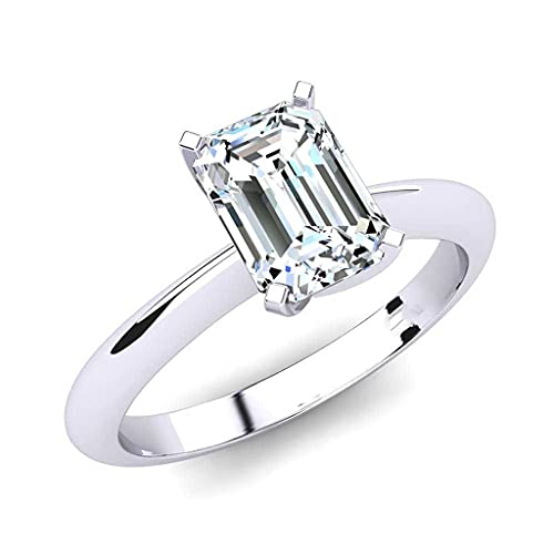 Emerald Cut 0.50 Carat Diamond White Gold Ring