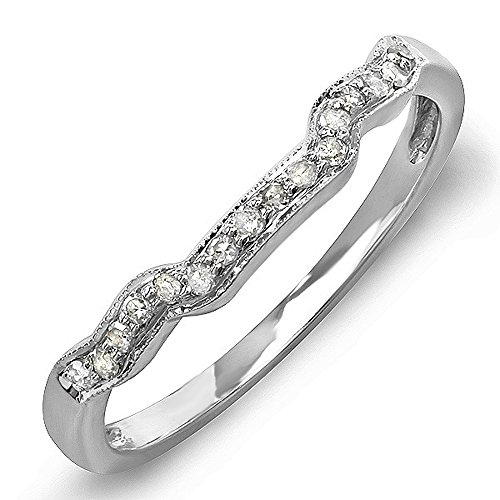 14k White Gold Diamond Band Enhancer, Size 7