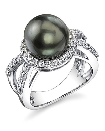 10-11mm Black Tahitian South Sea Cultured Pearl Ring for Women