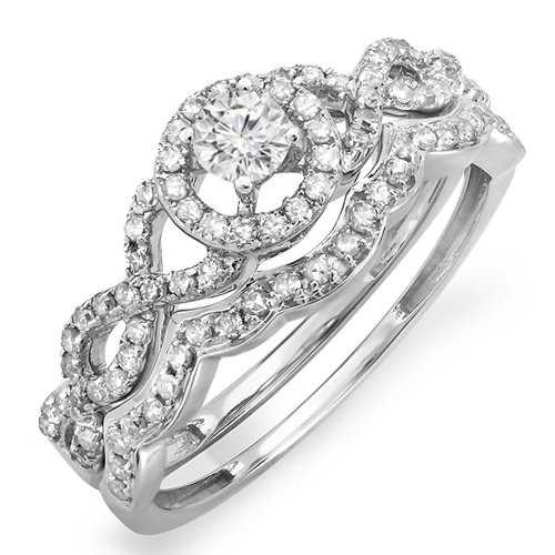 0.50 Carat Diamond Bridal Engagement Ring Set - Size 7