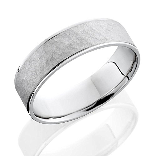 10k White Gold Mens Hammered Wedding Band - Size 10