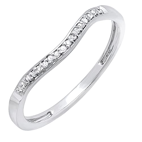 Curved White Diamond Women's Wedding Band 14K Gold