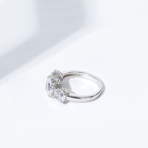 Platinum-Plated Sterling Silver Round 3-Stone Ring, Size 7