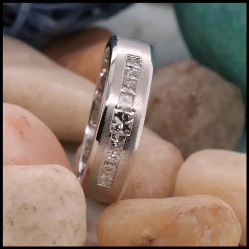 0.85 Carat Princess Diamond Men's Wedding Band
