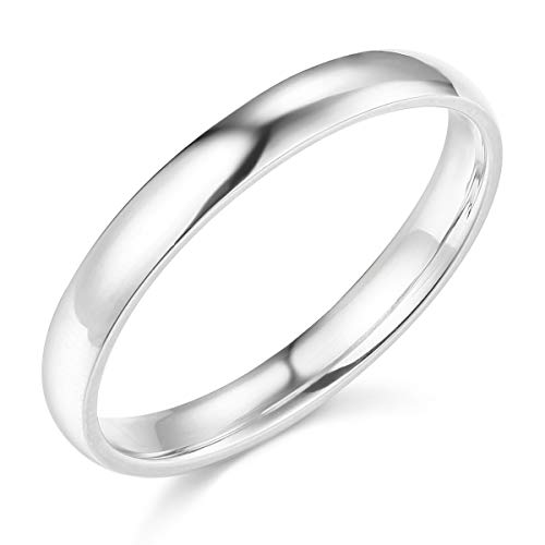 White Gold 3mm Plain Wedding Band - Size 5.5