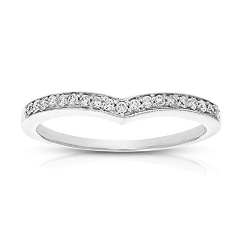 VIR JEWELS Diamond V Shape Wedding Band, 14K White Gold, Size 7
