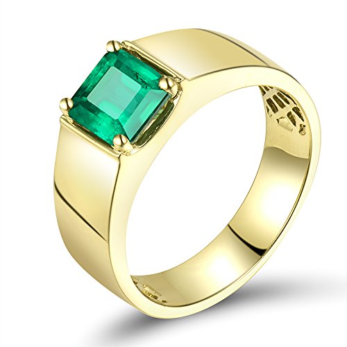 Men's Gold Emerald Ring with Diamonds - Father's Day