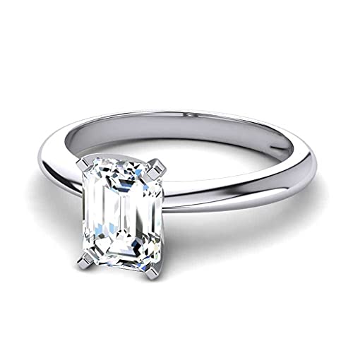 Emerald Cut 0.50 Carat Diamond White Gold Ring