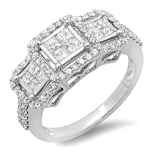 1.25 CTW Diamond 3-Stone Engagement Ring, White Gold