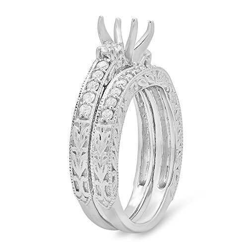 Diamond 3 Stone Bridal Ring Set, White Gold