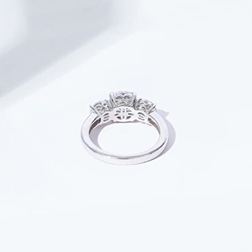 Platinum Round 3-Stone Ring with Cubic Zirconia, Size 8