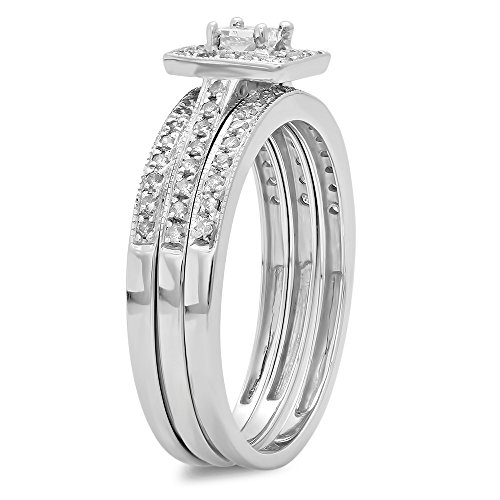 14k White Gold Diamond Bridal Set, Size 7