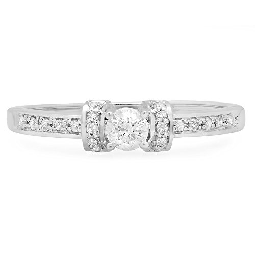 Dazzlingrock 10k Round Diamond Engagement Ring, 1/4 CT