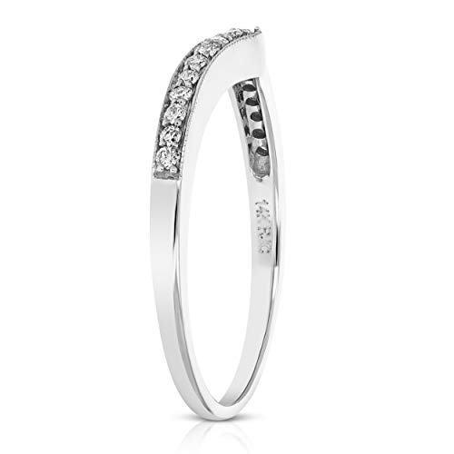 VIR JEWELS Diamond V Shape Wedding Band, 14K White Gold, Size 7