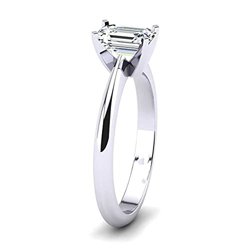 Emerald Cut 0.50 Carat Diamond White Gold Ring