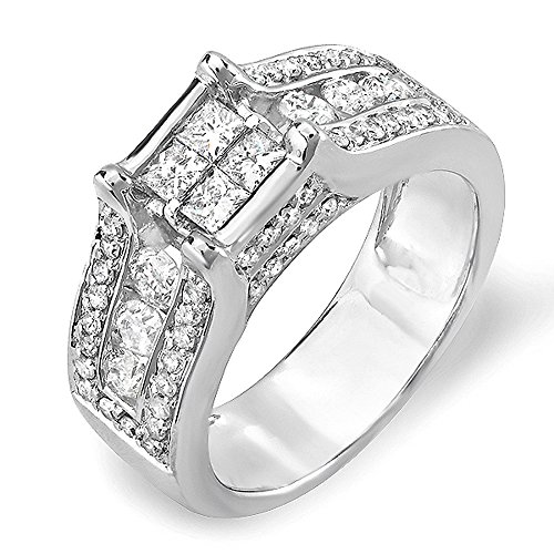 White Gold 1.35 ct Princess & Round Diamond Ring