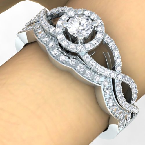 0.50 Carat Diamond Bridal Engagement Ring Set - Size 7