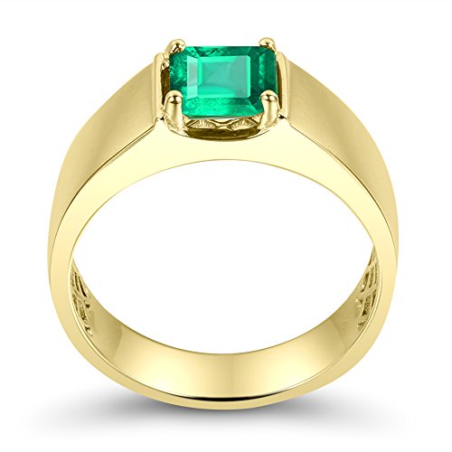 Men's Gold Emerald Ring with Diamonds - Father's Day