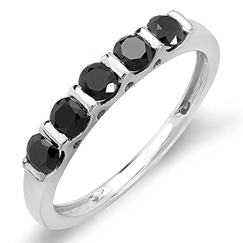 0.75 CT Sterling Silver Black Diamond Band Ring