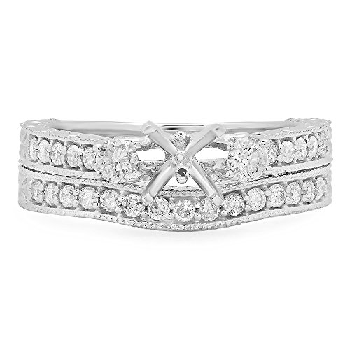 Diamond 3 Stone Bridal Ring Set, White Gold