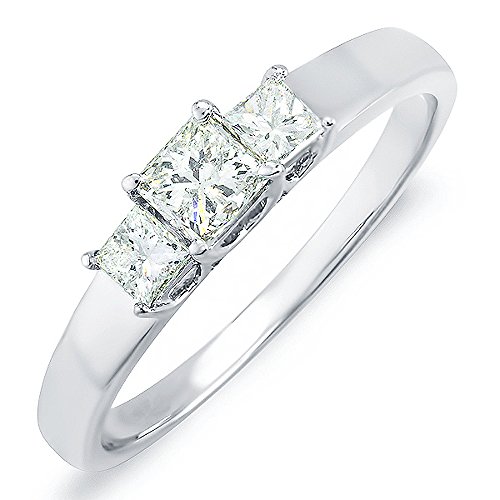 0.60 ct 14k Princess Diamond 3 Stone Ring