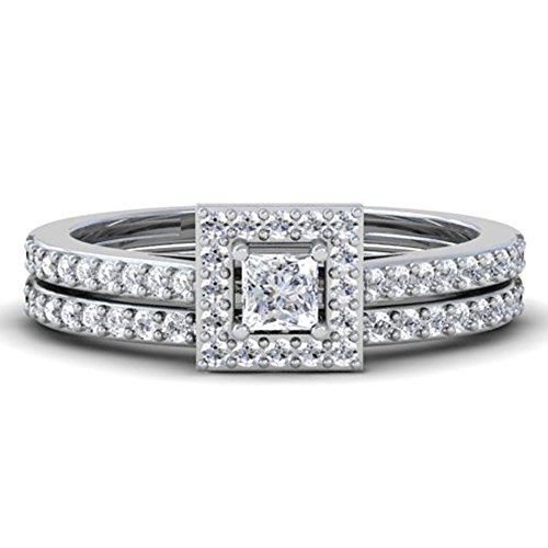 14k White Gold Diamond Bridal Set, Size 7