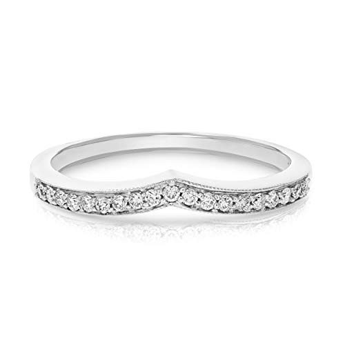 VIR JEWELS Diamond V Shape Wedding Band, 14K White Gold, Size 7
