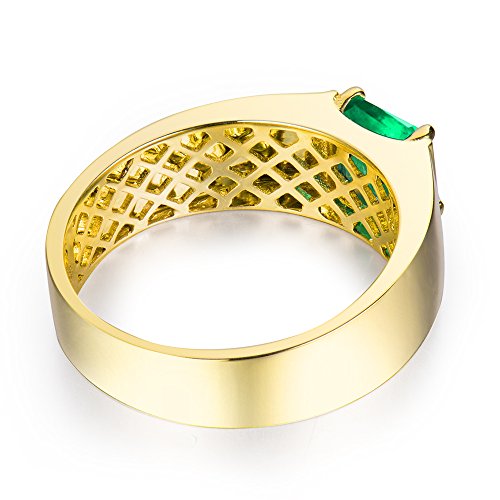 Men's Gold Emerald Ring with Diamonds - Father's Day