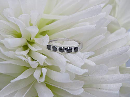 0.75 CT Sterling Silver Black Diamond Band Ring
