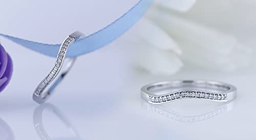 Curved White Diamond Women's Wedding Band 14K Gold