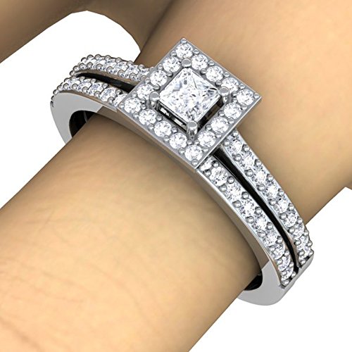 14k White Gold Diamond Bridal Set, Size 7