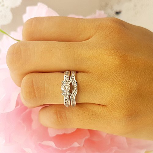 1.10 CTW Round White Diamond Engagement Ring Set