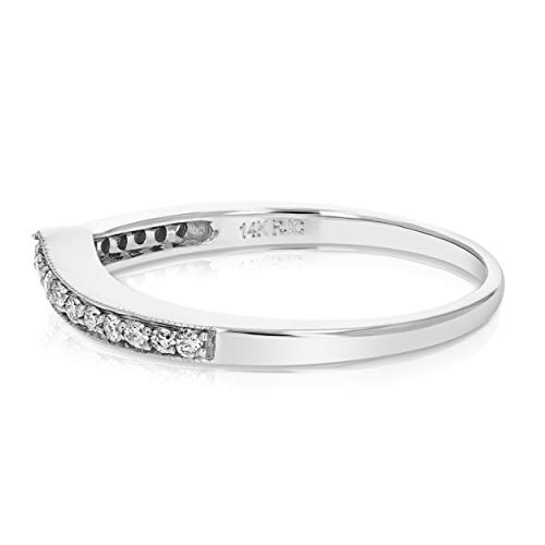 VIR JEWELS Diamond V Shape Wedding Band, 14K White Gold, Size 7
