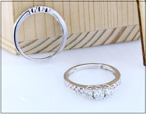 Dazzlingrock Collection 0.70CT 14K 3 Stone Diamond Engagement Ring Set