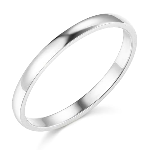 14k White Gold Plain Wedding Band - Size 7
