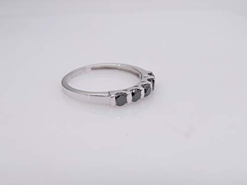 0.75 CT Sterling Silver Black Diamond Band Ring