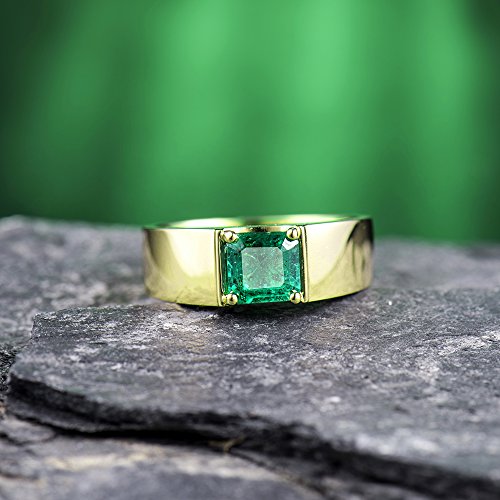 Men's Gold Emerald Ring with Diamonds - Father's Day