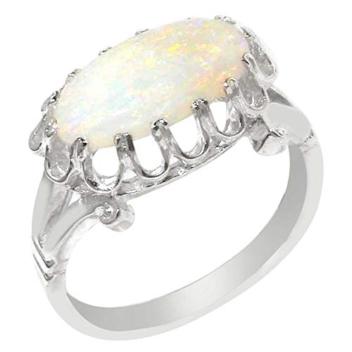 925 Sterling Silver Opal Solitaire Ring - Size 6