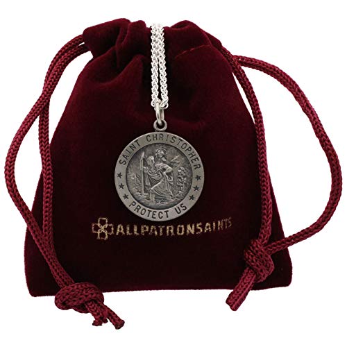 Sterling Silver St. Christopher Necklace with 24" chain
