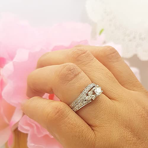 Vintage White Diamond Solitaire Wedding Ring Set 1.00ct