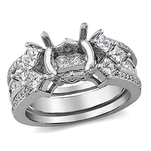 Dazzlingrock Princess & Round Diamond Bridal Semi Mount