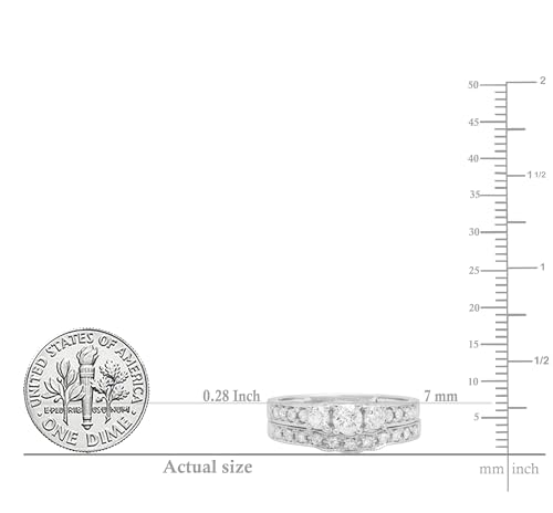 Dazzlingrock Collection 0.70CT 14K 3 Stone Diamond Engagement Ring Set