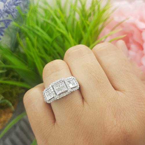 1.25 CTW Diamond 3-Stone Engagement Ring, White Gold
